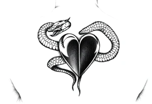 Can you give an example of a snake tattoo that wraps around the elbow and ends on the forearm on the ulnar side? With the words jealous, shame, and black heart subtly incorporated. tattoo idea