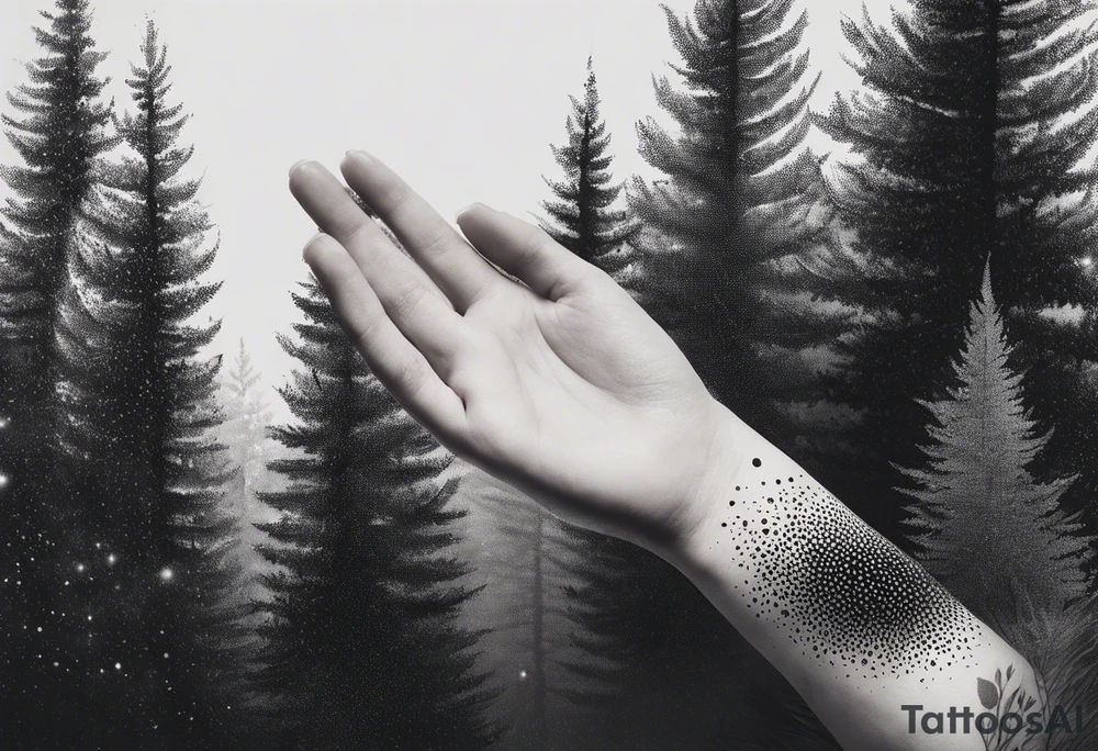 forest, abstract, on hand, no people tattoo idea