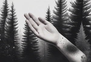 forest, abstract, on hand, no people tattoo idea