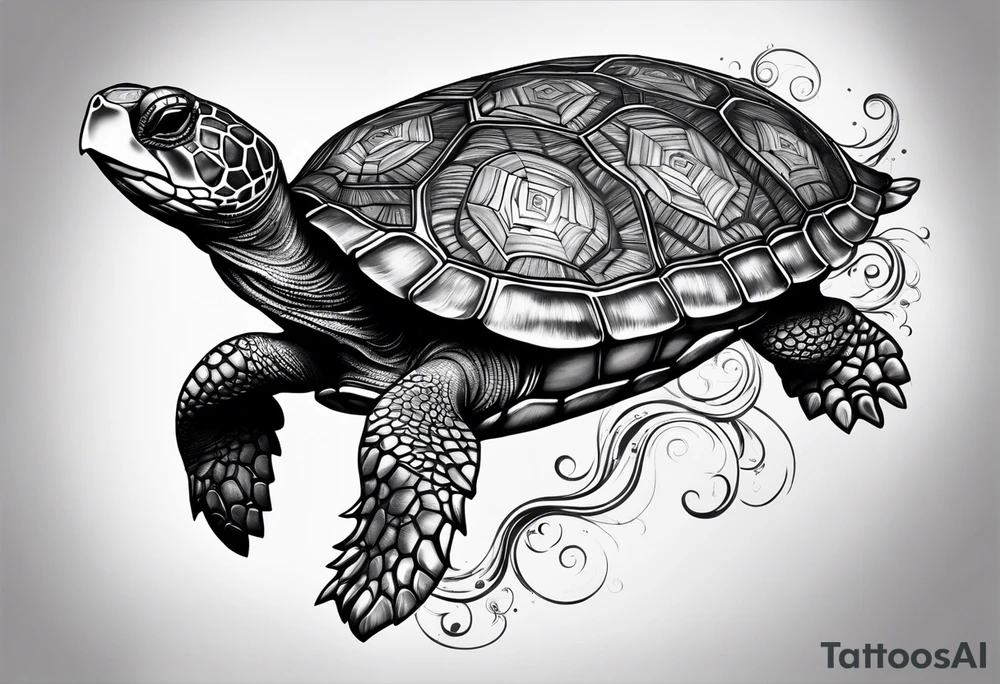 Turtle with compass tattoo idea