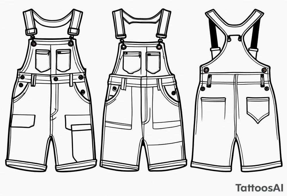 outlined overalls-shorts tattoo idea