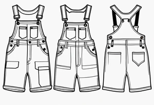 outlined overalls-shorts tattoo idea