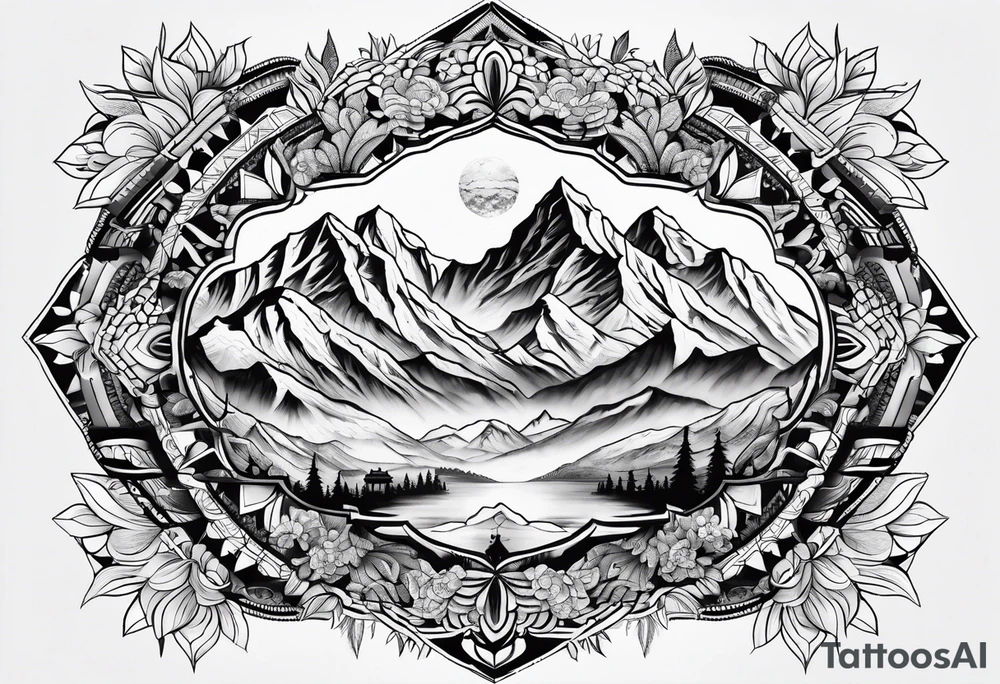 Mount Everest mandala tattoo idea