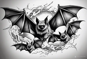 7 bats going through lightning tattoo idea