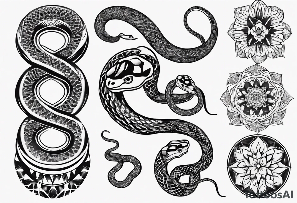 simple Snake with mandala pattern as skin tattoo idea