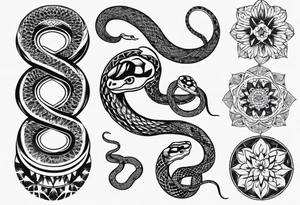 simple Snake with mandala pattern as skin tattoo idea