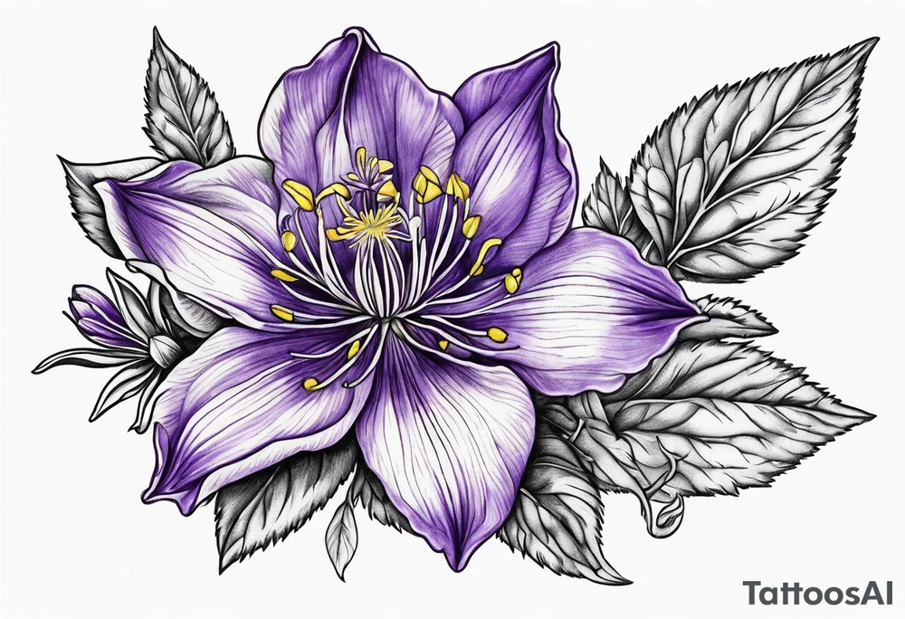 Columbine flower purple tattoo idea