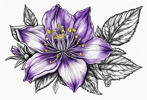 Columbine flower purple tattoo idea