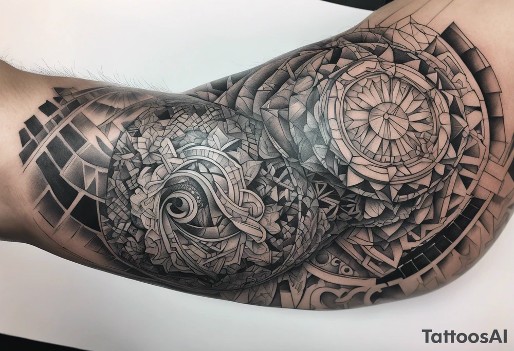 protruding extreme joint pain elbow fragmented on arm tattoo idea
