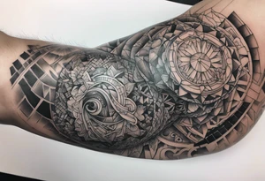 protruding extreme joint pain elbow fragmented on arm tattoo idea