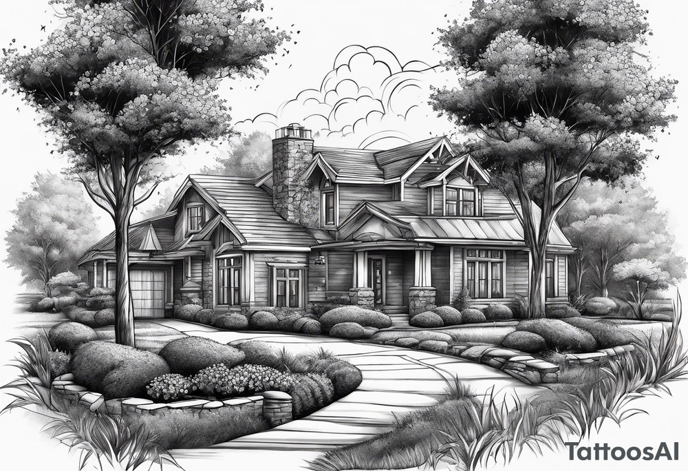 Landscaping with sprinklers tattoo idea