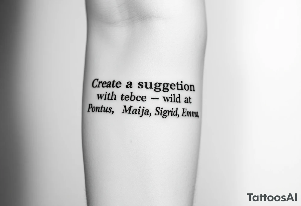 Create a suggestion with the names Pontus, Maja, Sigrid and Emma tattoo idea