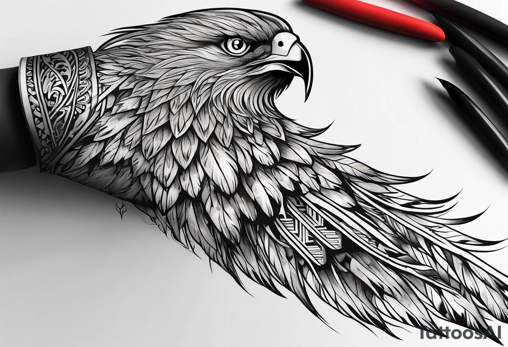 Phoenix with ink, horizontal on forearm tattoo idea