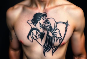 Snow white kiss or death with grim reaper tattoo idea