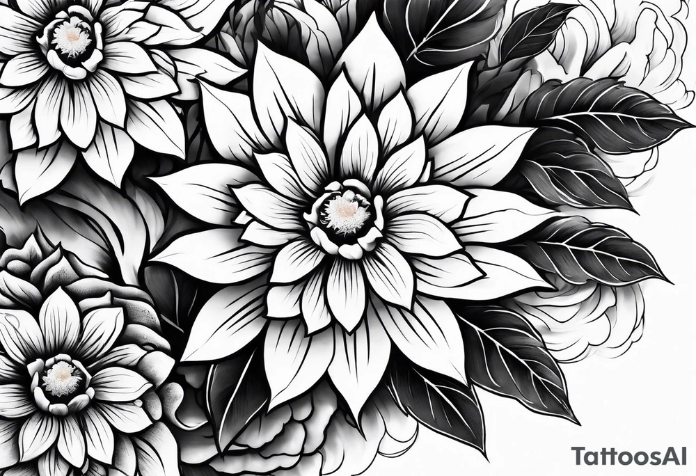Japanese flowers with smoke in the background tattoo idea