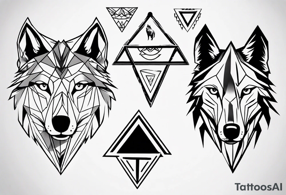 wolf head with a triangle on forehead tattoo idea