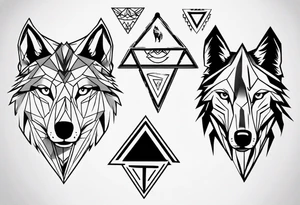 wolf head with a triangle on forehead tattoo idea