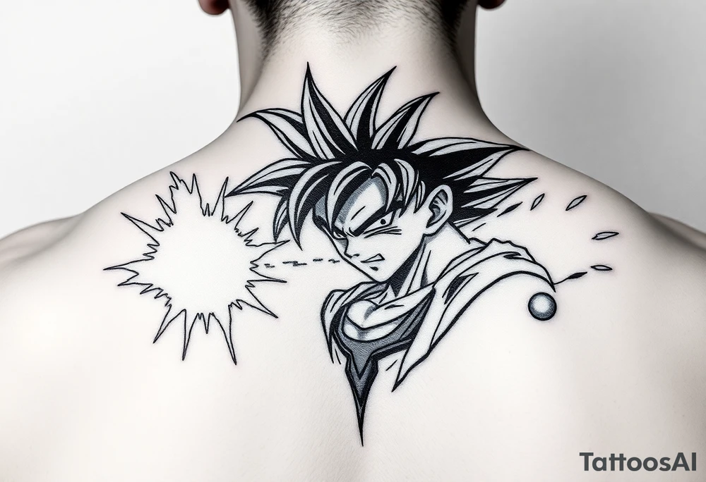 legendary dragonball z scene with energy aura and power effects tattoo idea