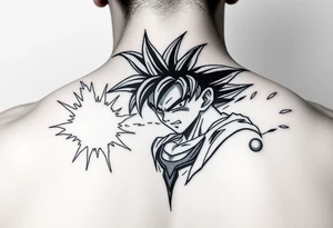 legendary dragonball z scene with energy aura and power effects tattoo idea