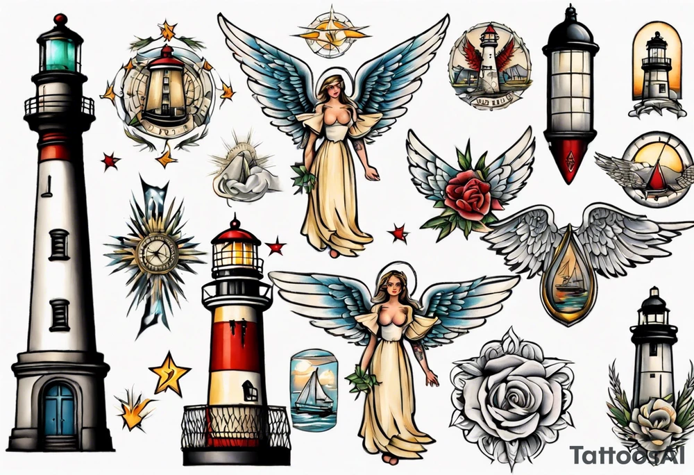 Angel tattoo lighthouse tattoo idea