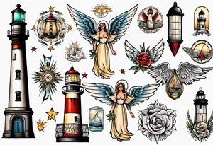 Angel tattoo lighthouse tattoo idea