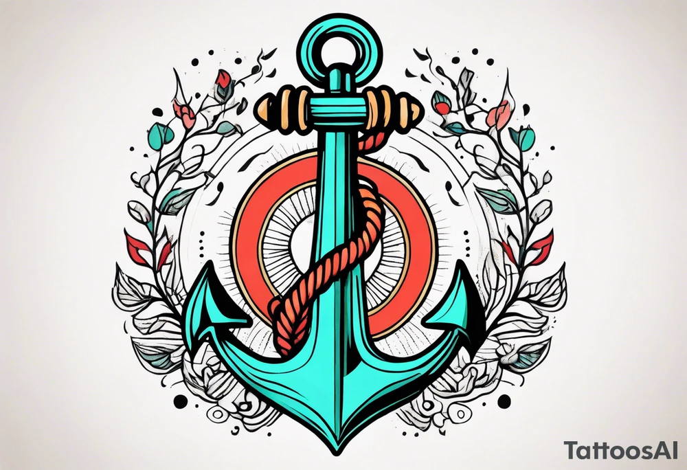 anchor old school vintage minimal bold colors tattoo idea