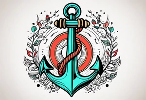 anchor old school vintage minimal bold colors tattoo idea
