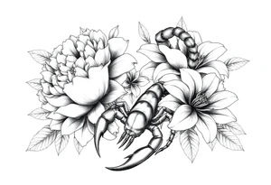 peonies and lilies with scorpion tattoo idea