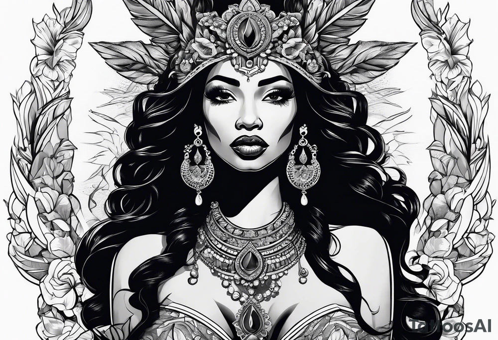 Black Goddess of cocaine tattoo idea