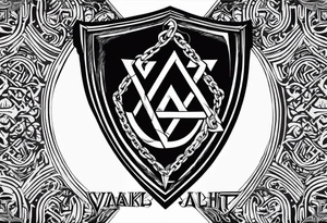 Valhalla shield sword axe Valknut chains tattoo idea