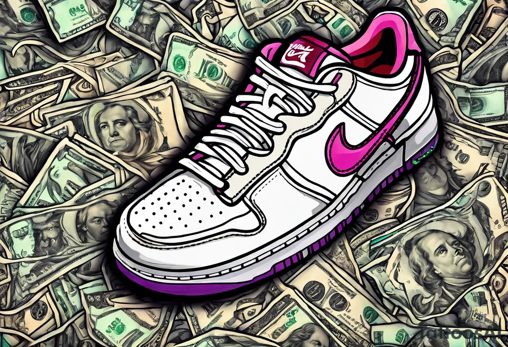 detroit , sneakers , money , girls tattoo idea