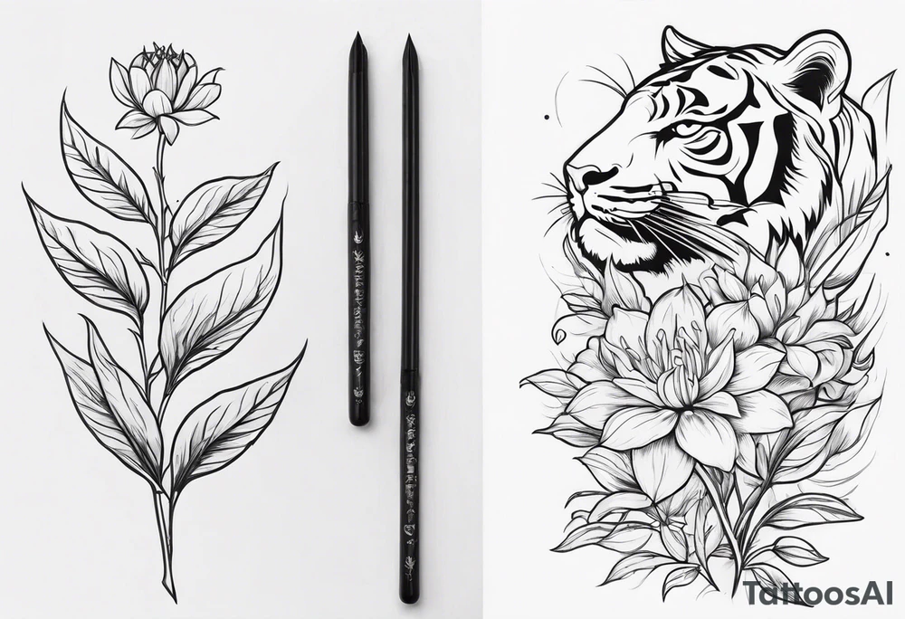 chili pepper, tiger, flowers tattoo idea