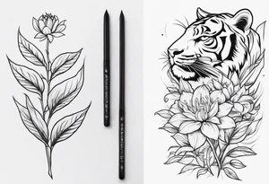 chili pepper, tiger, flowers tattoo idea