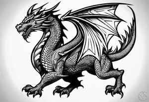 Welsh dragon holding a texas star as a shield tattoo idea