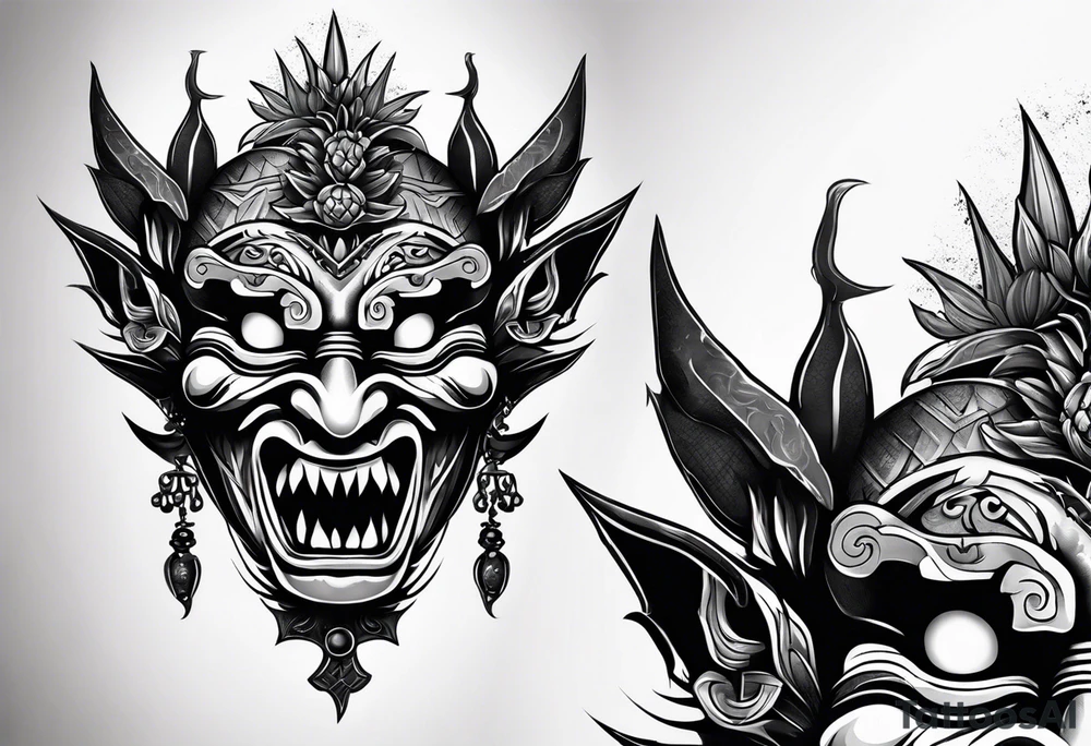 korean goblin mask tattoo idea