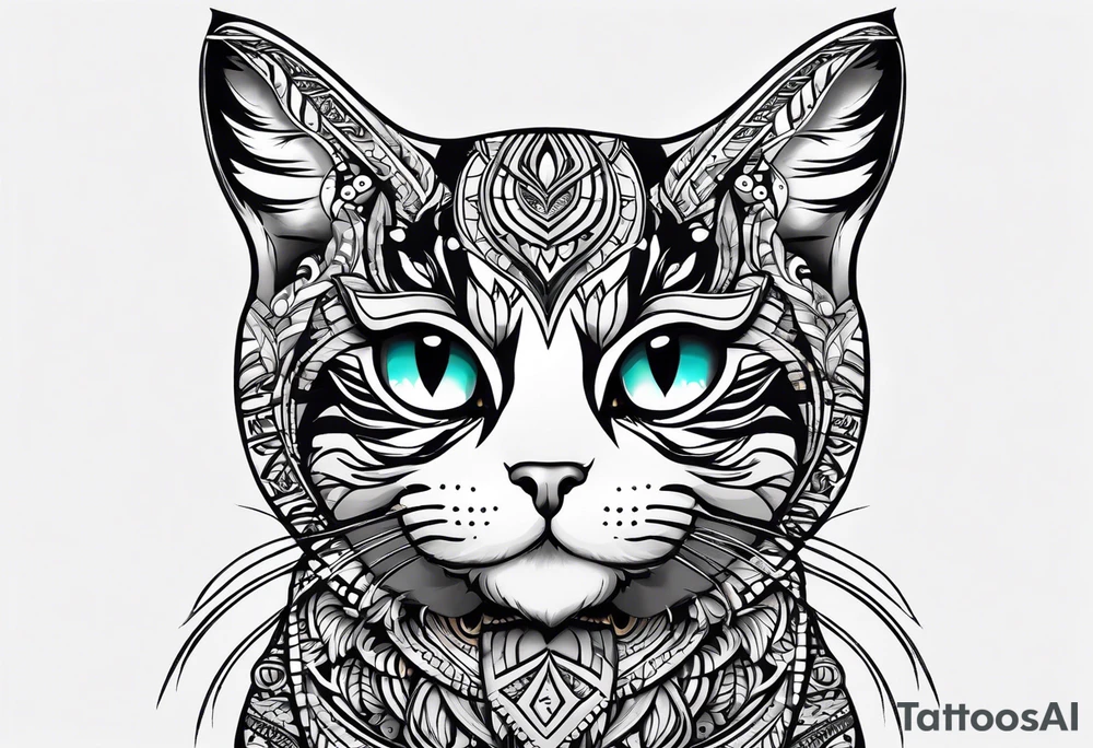 I need a tatto which will look like a pattern on the top of the head of tabby cats but without cat only pattern tattoo idea
