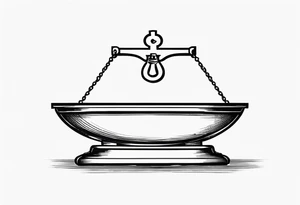 Picture of weight scale with a cross in the bowl on one side weighed down tattoo idea