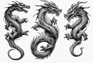 dragon with long body and scales tattoo idea