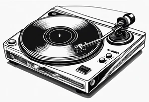 A recordplayer in fineline very minimalistic one line tattoo idea