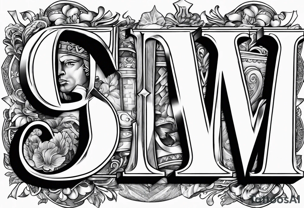 combined letter g and m
with suits of cards tattoo idea