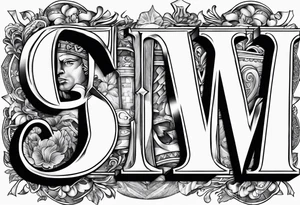 combined letter g and m
with suits of cards tattoo idea