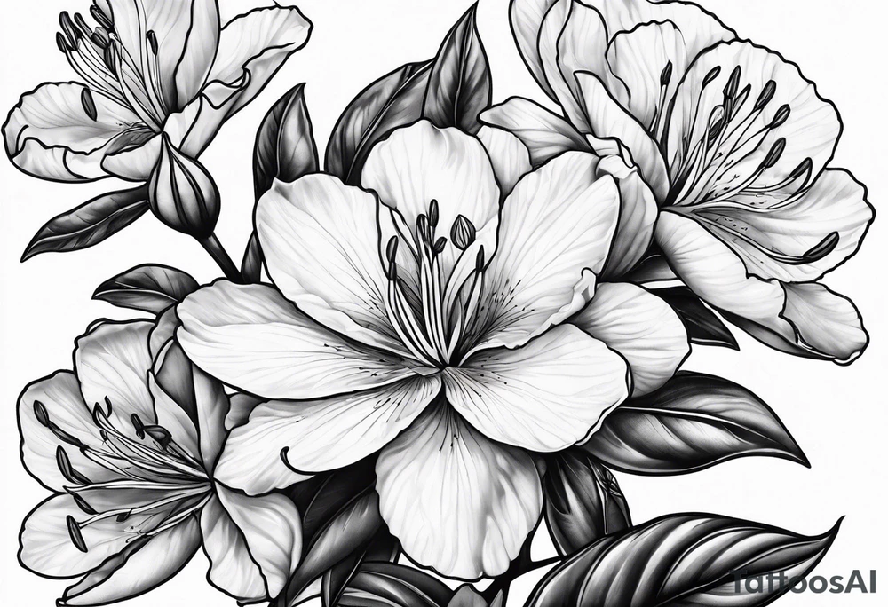 Azalea flowers Fine-Line with dark shading tattoo idea