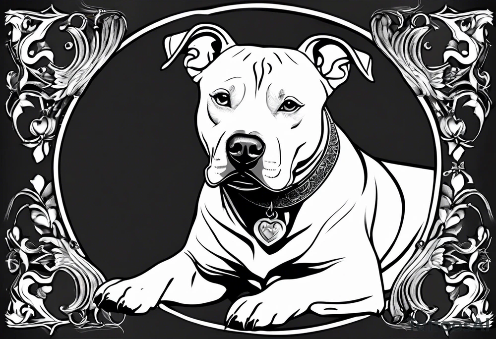 white pitbull pointed ears, paw tattoo idea