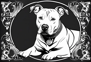 white pitbull pointed ears, paw tattoo idea