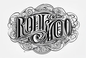 Text design revolving around the text გაომარჯოს tattoo idea