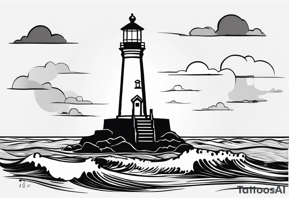 farol em meio ao oceano tattoo idea