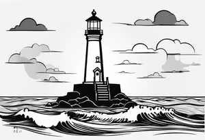farol em meio ao oceano tattoo idea