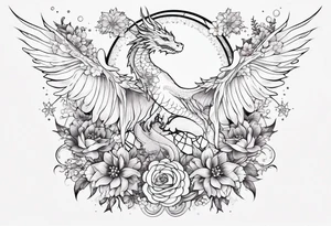 Constellation, wing , snow , cross , dragon female japan kawaii , flower tattoo idea