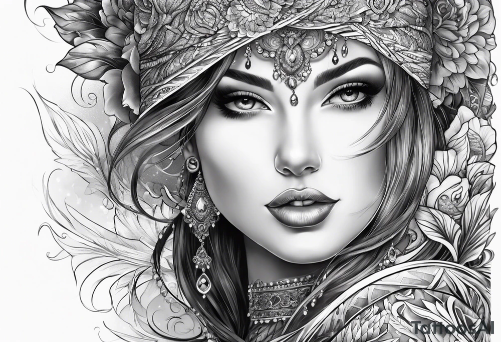 lacey full sleeve tattoo idea