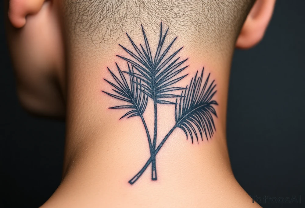 large woven palm leaves tattoo idea